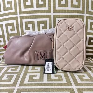 NWT! Badgley Mischka Wrapped Frame Chained Strap Clutch & Phone Case Crossbody